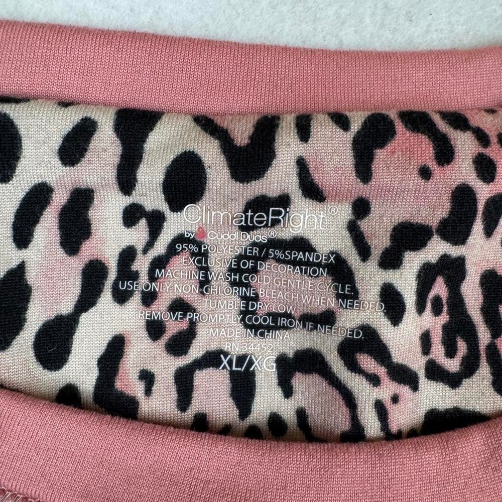 Climate Right Pink leopard print pajama set XL - Picture 5 of 6